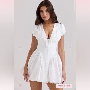 House of CB “Emiliana” white stretch cotton mini dress